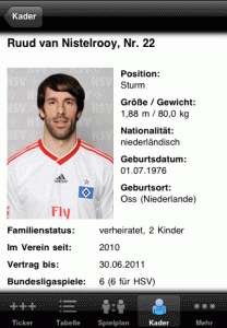 HSV App - Spielerporträt Ruud van Nistelrooy